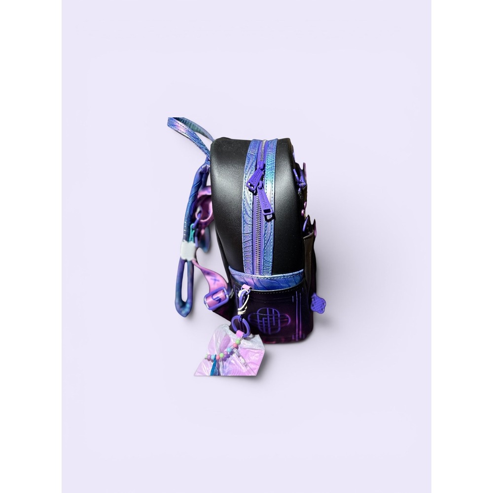 Loungefly K-Pop Demon Hunters Huntress Mini Backpack Netflix Anime Black Purple - Picture 2 of 3